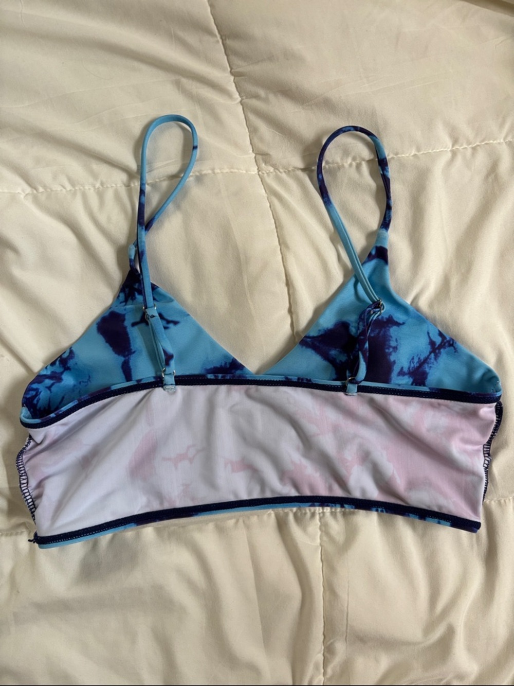 Blue Tie-Dye Triangle Bikini Top Size Large/Runs Small - Picture 5 of 7